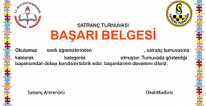 Satranç Kulübü Başarı Belgesi