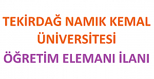 Tekirdağ Namık Kemal Üniversitesi Öğretim Elemanı İlanı