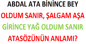 Abdal Ata Binince Bey Oldum Sanır, Şalgam Aşa Girince Yağ Oldum Sanır Atasözünün Anlamı?