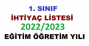 2022-2023 1. Sınıf Okul İhtiyaç Listesi