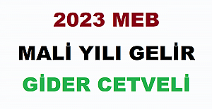2023 MEB Mali Yılı Gelir Gider Cetveli