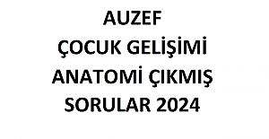 Auzef Çocuk Gelişimi Anatomi Çıkmış Sorular 2024