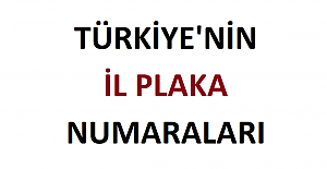 Türkiye'nin İl Plaka Numaraları, Plaka Kodları 2024